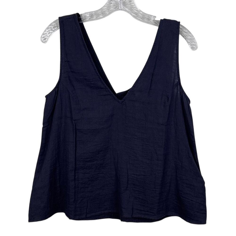 Johnny Was CALME Graphite Blue-Gray Double V Drape Tank Top NWT Women's S